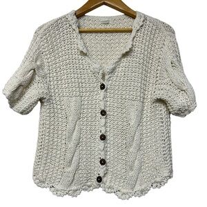 Eastwinds trading co chunky Cottage  Y2K hand made knitted cardigan sweater M/L